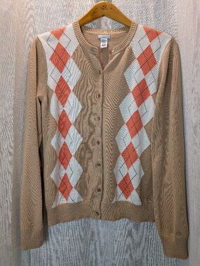 Izod Golf Argyle Cardigan Sweater